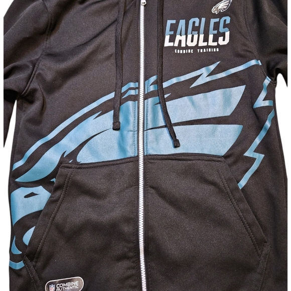 Mens S New Era Black Philadelphia Eagles Drill Combine Authentic Full-Zip Hoodie - Picture 4 of 13